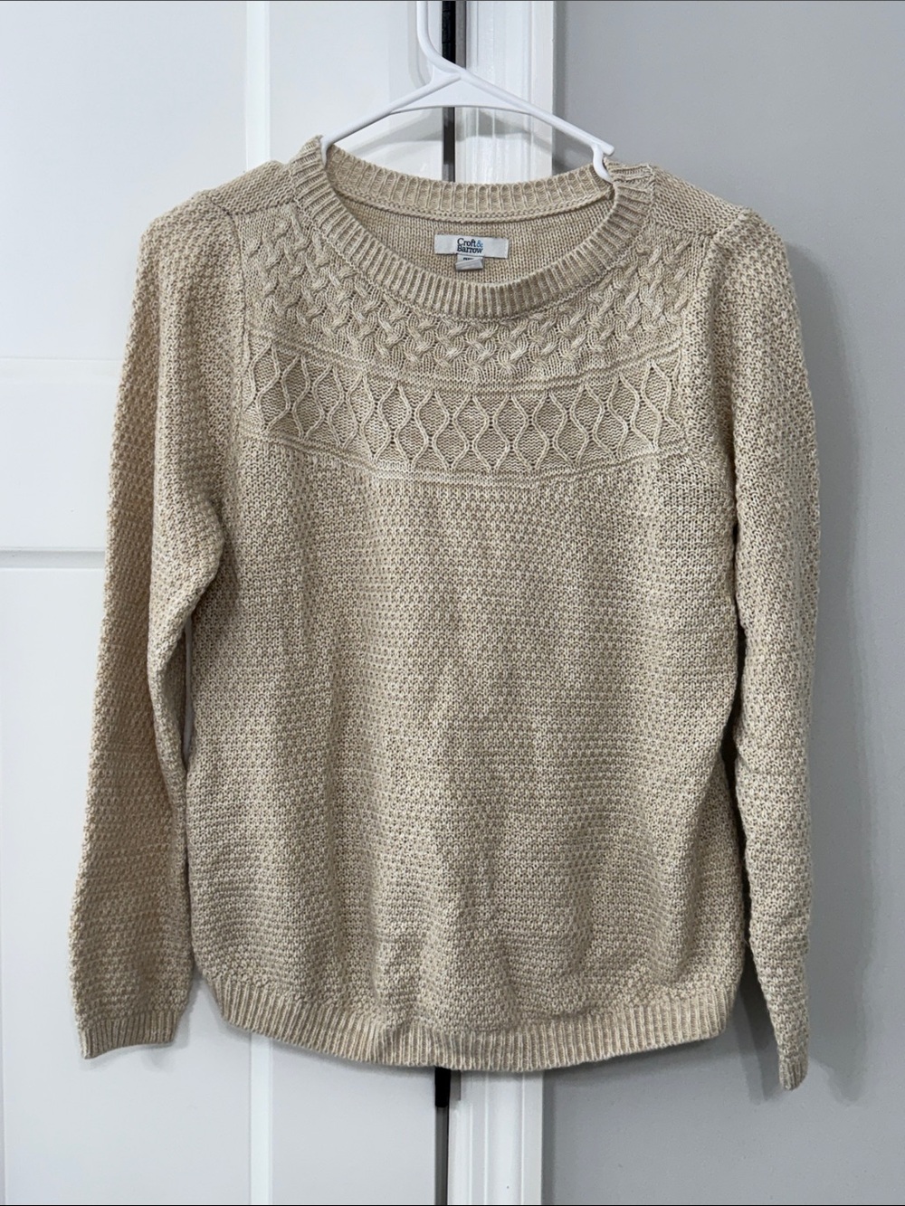 croft & barrow Cream Crewneck Knit Sweater
